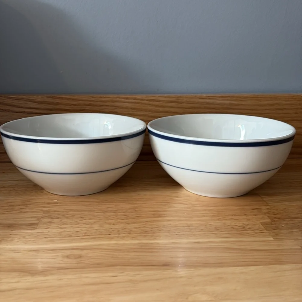 maitre d by Oneida porcelain bowls 2 blue and white